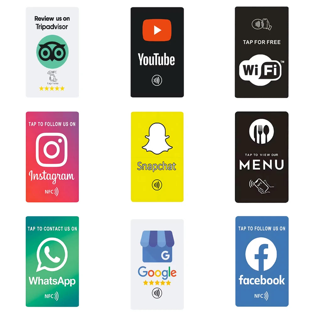 NFC Review Card for Google, Facebook & Instagram Links
